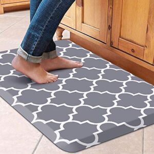 WISELIFE Kitchen Mat and Rugs Cushioned Anti-Fatigue Kitchen mats ,17.3″x 28″,Non Slip Waterproof Kitchen Mats and Rugs Ergonomic Comfort Mat for Kitchen, Floor Home, Office, Sink, Laundry , Grey