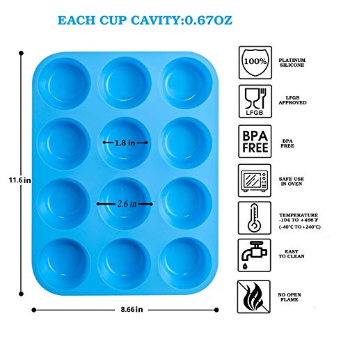 Non-Sticky Silicone Muffin Pan—Muffin Molder for Muffins and Cupcakes—Cupcake silicone molder—Baking Accessory—12 X Muffin Molders (12-Red+Blue) | The Storepaperoomates Retail Market - Fast Affordable Shopping