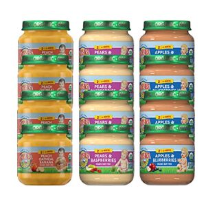 Earth’s Best Organic Stage 2 Baby Food, Fruit Combo Jars Variety Pack, 4 oz (Pack of 12)