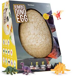 Jumbo Dino Egg Easter Activity – Unearth 12 Unique Large Surprise Dinosaurs in One Giant Filled Egg – Discover Dinosaur Archaeology Science STEM Crafts – Dinosaur Toys Easter Gifts for Boys & Girls