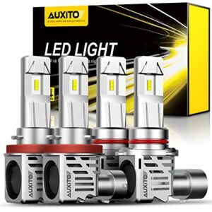 AUXITO 9005 H11 LED Headlight Bulbs Combo, High Low Beam Replacement, 24000LM 6500K Cool White, Wireless Headlight LED Bulbs, Pack of 4