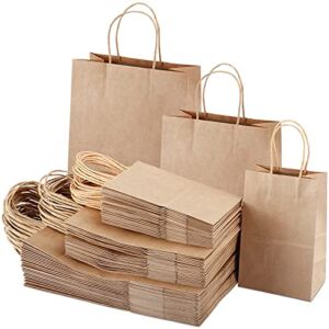 Tomnk 90pcs Brown Paper Bags with Handles Assorted Sizes Gift Bags Bulk,Goodie Bags Perfect Kraft Paper Bags for Business, Shopping Bags, Retail Bags, Party Bags, Merchandise Bags, Favor Bags