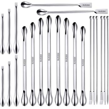 22 Pieces Stainless Steel Lab Spatula Micro Scoop Set Laboratory Sampling Spoon Mixing Spatula for Powders Gel Cap Filler | The Storepaperoomates Retail Market - Fast Affordable Shopping