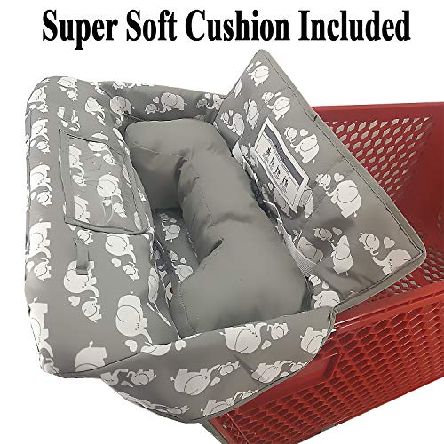 Soft Pillow Attached 2-in-1 Shopping Cart and High Chair Cover for Baby~Padded~Fold’n Roll Style~Portable with Free Carry Bag (Elephant) | The Storepaperoomates Retail Market - Fast Affordable Shopping