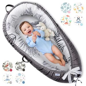 Pillani Baby Lounger for Newborn – Newborn Lounger for 0-12 Months, Breathable & Portable Infant Lounger – Adjustable Cotton Soft Baby Floor Seat for Travel, Baby Essentials – Baby Registry Search