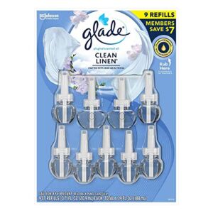 Glade PlugIns Scented Oil Refill, Essential Oil Infused Wall Plug in, 6.39 fl. oz, 9 ct. (Clean LIne)