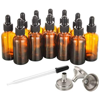 12, 1 oz Dropper Bottles for Essential Oils with 3 Stainless Steel Funnels & 1 Long Glass Dropper – 30ml Amber Glass Bottles with Eye Droppers – Tincture Bottles, Leak Proof Travel Bottles for Liquids | The Storepaperoomates Retail Market - Fast Affordable Shopping