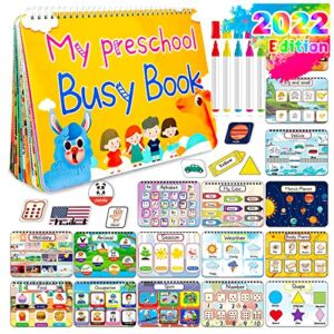 HeyKiddo Toddler Busy Book, 2022 Newest Autism Toys for Kids with 32 Themes, Preschool Learning Activity Binder, Educational Book for Autism & Special Needs, Drawing Book for Home School Learning