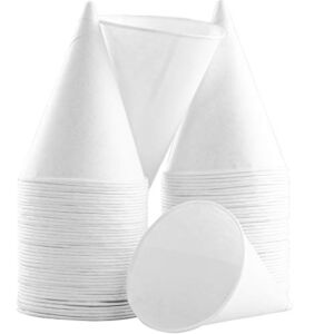 Eco-Friendly, Wax Free 4.5oz White Paper Cone Cups 250Pk. Small Dispenser Cup for Shaved Ice, Office Water Coolers, Sports Teams, Fundraisers. Disposable Craft Funnels for Oil or Protein Powder Drinks