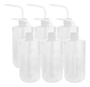 DEPEPE 6pcs 500ml Plastic Safety Wash Bottles Lab Squeeze Bottle LDPE Squirt Bottle Tattoo Bottle with Narrow Mouth and Scale Labels (17oz x 6 Bottles)