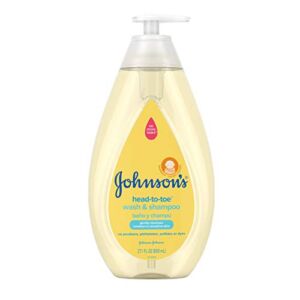Johnson’s Head-to-Toe Gentle Tear-Free Baby & Newborn Wash & Shampoo, Sulfate-, Paraben- Phthalate- & Dye-Free, Hypoallergenic Wash for Sensitive Skin & Hair, 27.1 fl. Oz