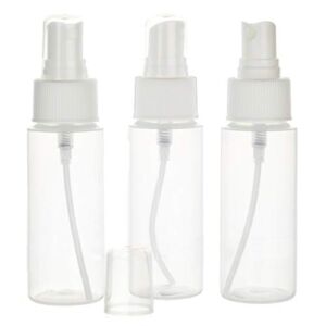 2oz Clear Plastic Spray Mist Bottles – Set of 3 – Empty Bottles with Pump Spray Cap – Travel Size 2 Ounce – By Chica and Jo