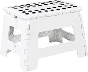 Utopia Home Folding Step Stool – (Pack of 1) Foot Stool 11 Inches Wide – Holds Up to 300 lbs – Lightweight Plastic Foldable Step Stool for Kids, Kitchen, Bathroom & Living Room (White, 9 Inch)