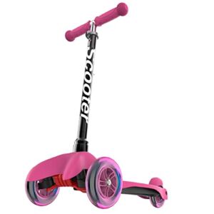 Scooters for Kids Toddler Scooter – Deluxe Aluminum 3 Wheel Glider w/ Kick n Go, Lean 2 Turn Wheels, Step 4 Brake, Toddlers Training Three Wheeled Kid Ride on Toys Best for Little Boys & Girls – Pink