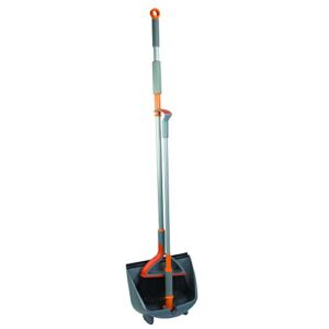 Casabella Quick ‘n Easy Upright Broom and Dustpan Set, Gray/Orange