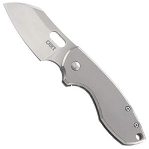 CRKT Pilar EDC Folding Pocket Knife: Compact Everyday Carry, Satin Blade with Finger Choil, Thumb Slot Open, Frame Lock Stainless Handle, Reversible Pocket Clip 5311