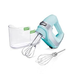Hamilton Beach Professional 5-Speed Electric Hand Mixer with High-Performance DC Motor, Slow Start, Snap-On Storage Case, Stainless Steel Beaters & Whisk, Mint (62658)