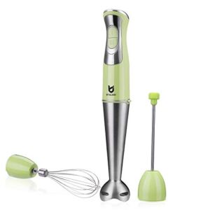 Immersion Hand Blender, UTALENT 3-in-1 8-Speed Stick Blender with Milk Frother, Egg Whisk for Coffee Milk Foam, Puree Baby Food, Smoothies, Sauces and Soups – Green