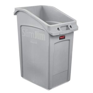 Rubbermaid Commercial Products 2026721 Slim Jim Under-Counter Trash Can with Venting Channels, 23 Gallon, Gray