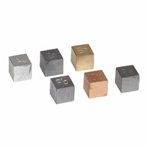 Density Cubes Set – Includes 6 Metals – Brass, Lead, Iron, Copper, Aluminum, Zinc – 0.4″ (10mm) Sides – for use with Density, Specific Gravity Activities – Eisco Labs