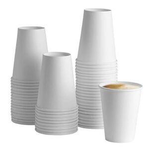 [100 Pack – 12 oz.] White Paper Hot Cups, Coffee Cups