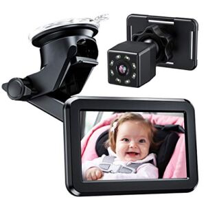 Itomoro Baby Car Mirror, Back Seat Baby Car Camera with HD Night Vision Function Car Mirror Display, Reusable Sucker Bracket, Wide View, 12V Cigarette Lighter, Easily Observe the Baby’s Move