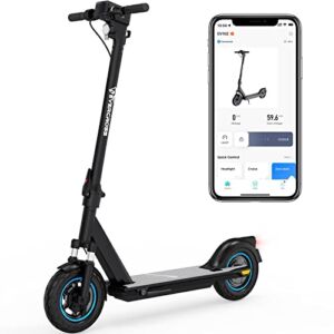 EVERCROSS EV10Z App-Enabled Electric Scooter, 10″ Solid Tires Electric Scooters, 22 Miles & 19 Mph Folding Commuter Electric Scooter for Adults & Teenagers with 500W Peak Power Brushless Hub Motor