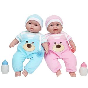 Twins 13″ Realistic Soft Body Baby Dolls | JC Toys – Berenguer Boutique | Twins Gift Set with Removable Outfits and Accessories | Pink and Blue | Caucasian | Ages 2+