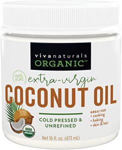Organic Coconut Oil, Cold-Pressed – Natural Hair Oil, Skin Oil and Cooking Oil with Fresh Flavor, Non-GMO Unrefined Extra Virgin Coconut Oil (Aceite de Coco), USDA Organic, 16 oz