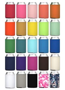 TahoeBay Blank Beer Can Coolers (25-Pack) Plain Bulk Collapsible Foam Soda Cover Coolies, Personalized Sublimation Sleeves for Weddings, Bachelorette Parties, HTV Projects (Multicolor)