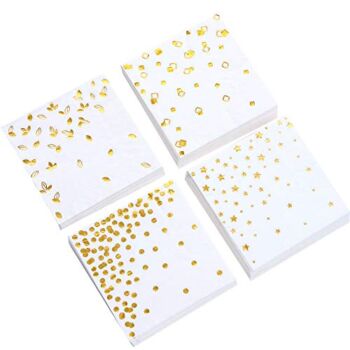 100 PK Gold Napkins – 4 Assorted Designs – 3-Ply Cocktail Napkins Folded 5 x 5 Inches Bar Napkins Disposable Party Napkins Paper Napkins Dinner for Wedding Baby Shower Birthday Graduation 2022 | The Storepaperoomates Retail Market - Fast Affordable Shopping