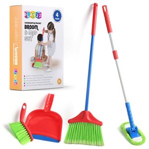 Play22 Kids Cleaning Set 4 Piece – Toy Cleaning Set Includes Broom, Mop, Brush, Dust Pan, – Toy Kitchen Toddler Cleaning Set is A Great Toy Gift for Boys & Girls – Original