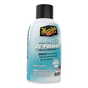 Meguiar’s Whole Car Air Refresher, Odor Eliminator Spray Eliminates Strong Vehicle Odors, New Car Scent – 2 Oz Spray Bottle