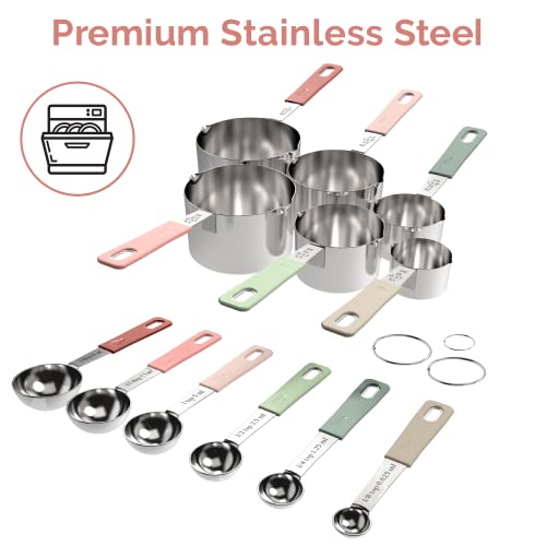 CuttleLab 22-Piece Stainless Steel Measuring Cups and Spoons Set, Tad Dash Pinch Smidgen Drop Mini Measuring Spoons, Measuring Stick Leveler, Measurement Conversion Chart Fridge Magnet, (Country Chic) | The Storepaperoomates Retail Market - Fast Affordable Shopping