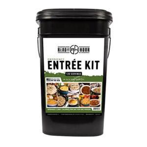 Ready Hour, Emergency Meal Entrées, Real Non-Perishable Meals, 25-Year Shelf Life, Portable, Durable Flood-Safe Container, 120 Servings
