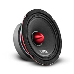 DS18 PRO-X6.4BM Loudspeaker – 6.5″, Midrange, Red Aluminum Bullet, 500W Max, 250W RMS, 4 Ohms – Premium Quality Audio Door Speakers for Car or Truck Stereo Sound System (1 Speaker)