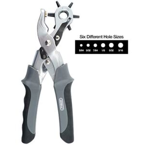 General Tools Revolving Punch Pliers – 6 Multi-Hole Sizes for Leather, Rubber, & Plastic – Hobbies & Crafts