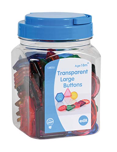 Edx Education Transparent Large Buttons – Mini Jar Set of 60 – Light Box Accessory – Sensory and Fine Motor Skill Development – Math Manipulative – For Ages 18M+ | The Storepaperoomates Retail Market - Fast Affordable Shopping