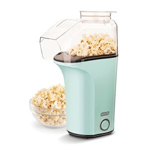 DASH Hot Air Popcorn Popper Maker with Measuring Cup to Portion Popping Corn Kernels + Melt Butter, 16 Cups – Aqua