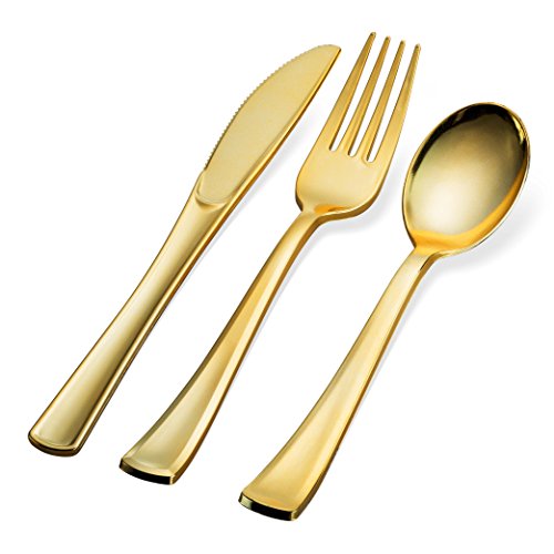 300 Gold Plastic Silverware Set – Plastic Gold Cutlery Set – Disposable Flatware Gold – 100 Gold Plastic Forks, 100 Gold Plastic Spoons, 100 Gold Cutlery Knives Heavy Duty Silverware for Party Bulk | The Storepaperoomates Retail Market - Fast Affordable Shopping