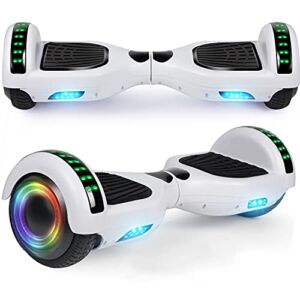 LIEAGLE Hoverboard, 6.5″ Self Balancing Scooter Hover Board with UL2272 Certified Wheels LED Lights for Kids Adults(A02 White)