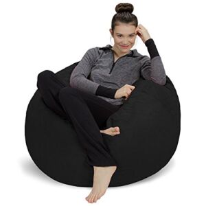 Sofa Sack – Plush, Ultra Soft Bean Bag Chair – Memory Foam Bean Bag Chair with Microsuede Cover – Stuffed Foam Filled Furniture and Accessories for Dorm Room – Black 3′