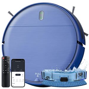 Robot Vacuum Cleaner, Robotic Vacuum and Mop Combo Compatible with Alexa/WiFi/App, Self-Charging, 230ML Water Tank for Pet Hair, Hard Floors and Low Pile Carpet (Blue)