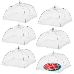 Simply Genius (6 pack) Large and Tall 17×17 Pop-Up Mesh Food Covers Tent Umbrella for Outdoors, Screen Tents, Parties Picnic, Party Supplies, BBQs, Camping, Reusable and Collapsible Food Tents