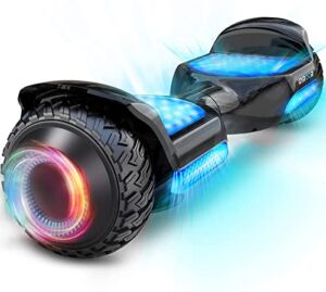Gyroor Hoverboard G11 Newest Flash Lights with 500W Motor,Off Road All Terrian 6.5″ Self Balancing Hoverboards with Bluetooth Music Speaker and UL 2272 Certified for Kids Adults Gift