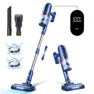 Cordless Vacuum Cleaner,Stick Vacuum with 26KPa Powerful Suction,6 in 1 Vac with Brushless Motor,Up to 45Mins Runtime,LED Touch Display, Lightweight Vacuum for Hard Floor Carpet Pet Hair,PRETTYCARE P1