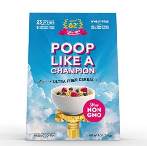 Poop Like A Champion Healthy Choice Ultra High Fiber Cereal – A Low Carb Food, Keto Friendly Food & Fiber Supplement | Breakfast Essentials with Soluble Fiber, Insoluble Fiber & Psyllium Husk Powder