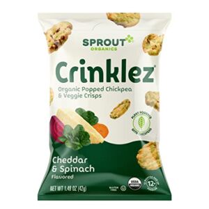 Sprout Organic Baby Food, Stage 4 Toddler Veggie Snacks, Cheesy Spinach Crinklez, 1.5 Oz Bag (1 Count)