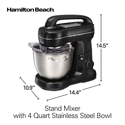Hamilton Beach Electric Stand Mixer, 4 Quarts, Dough Hook, Flat Beater Attachments, Splash Guard 7 Speeds with Whisk, Black with Top Handle | The Storepaperoomates Retail Market - Fast Affordable Shopping