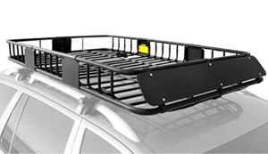 XCAR Roof Rack Carrier Basket Rooftop Cargo Carrier with Extension Black Car Top Luggage Holder 64″x 39″x 6″ Universal for SUV Cars